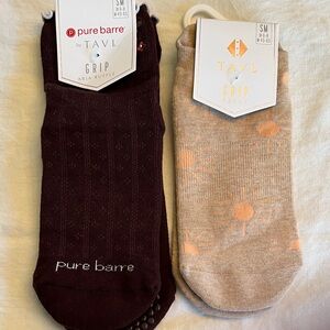 Pure Barre Brown Grip Socks and TAVI Tan Grip Socks- both size small